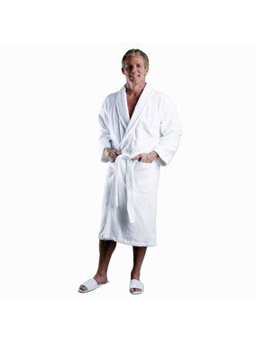 Monarch Cypress Microfiber Shawl Robe Lined In Terry Size Extra Lg White Unisex